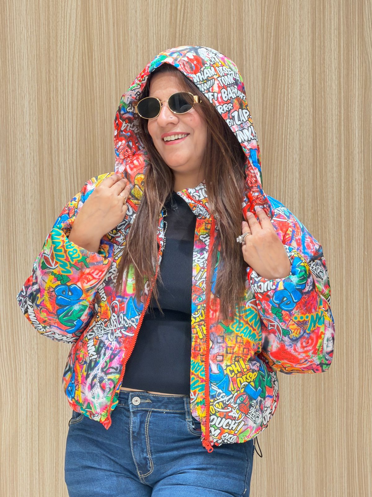 Tattoo-Print Puffer Jacket | Increase Fashion