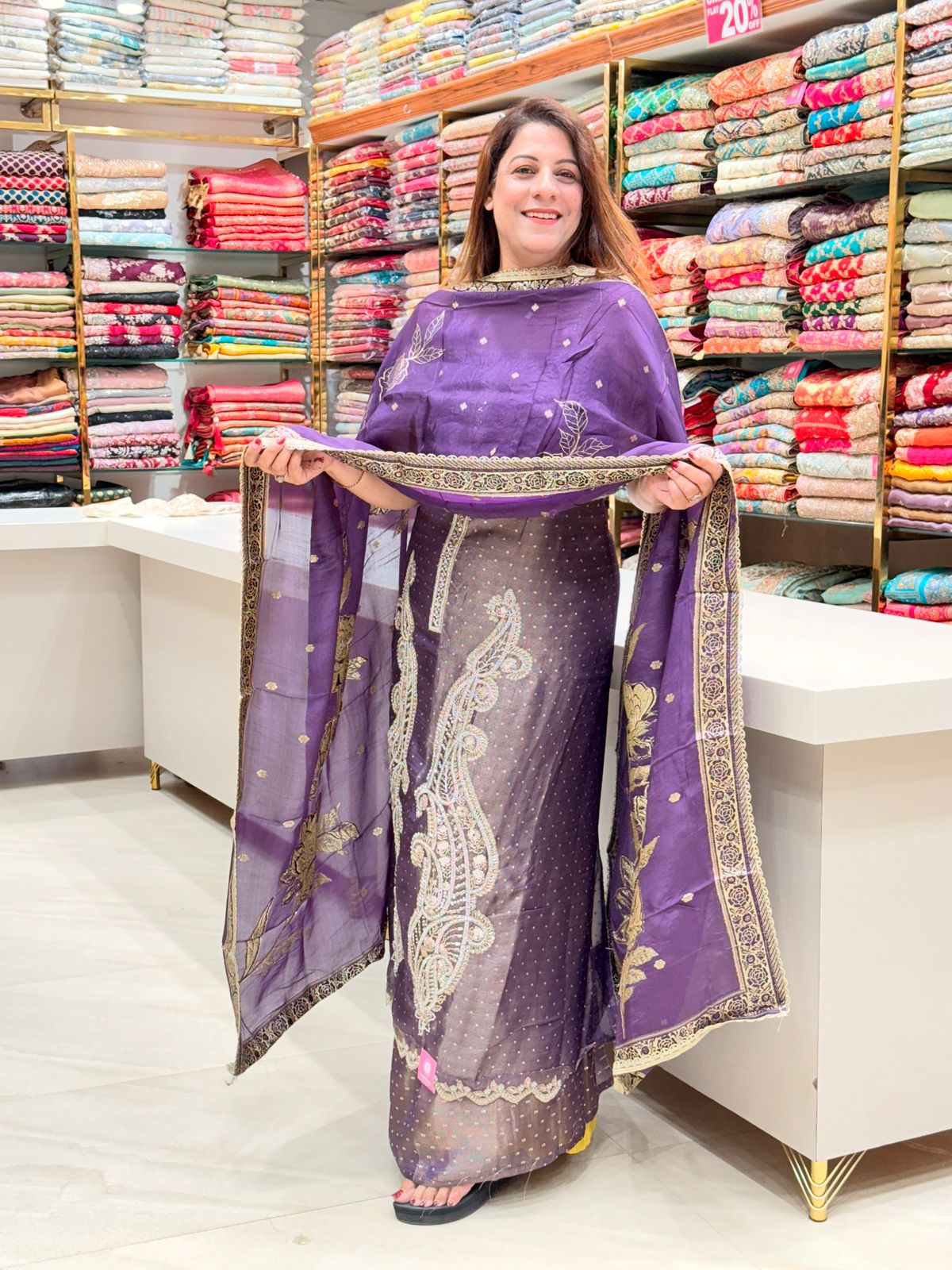 Buy Women’s Shimmer Silk Unstitched Salwar Suit Dress Material