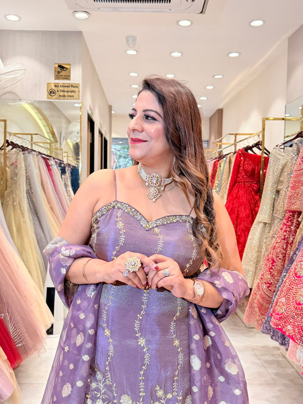 Lavender Embroidered Sharara Suit Set