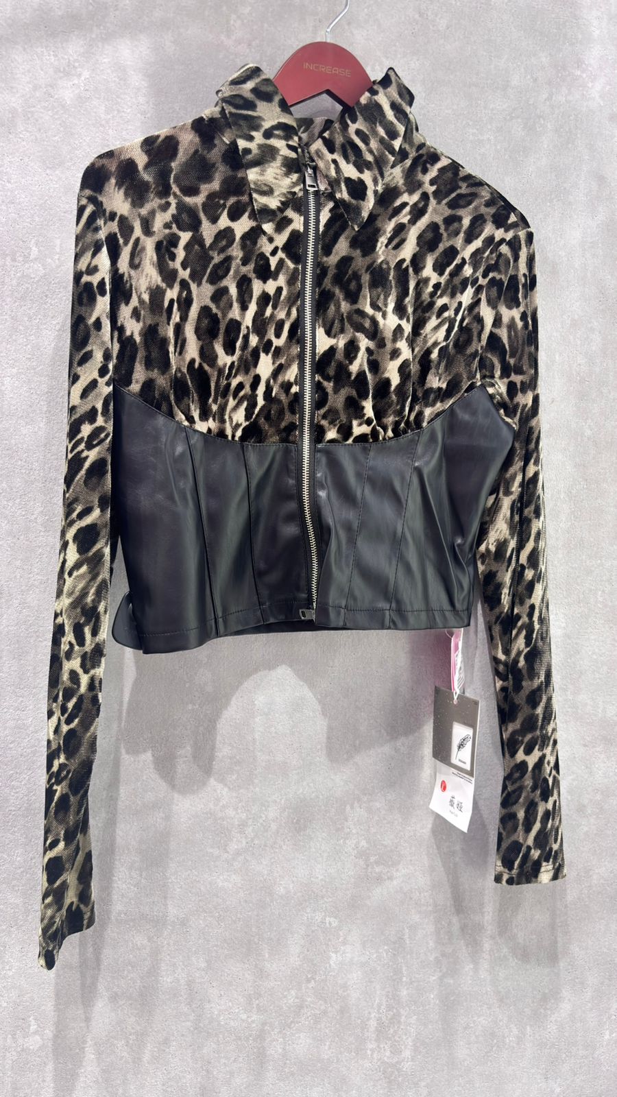 Leopard Print Sequin Lace Trimmed Top | Increase Fashion