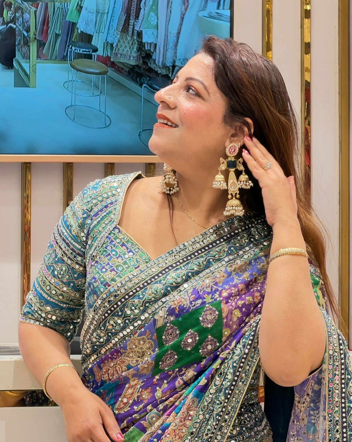 Multi colour crepe Saree