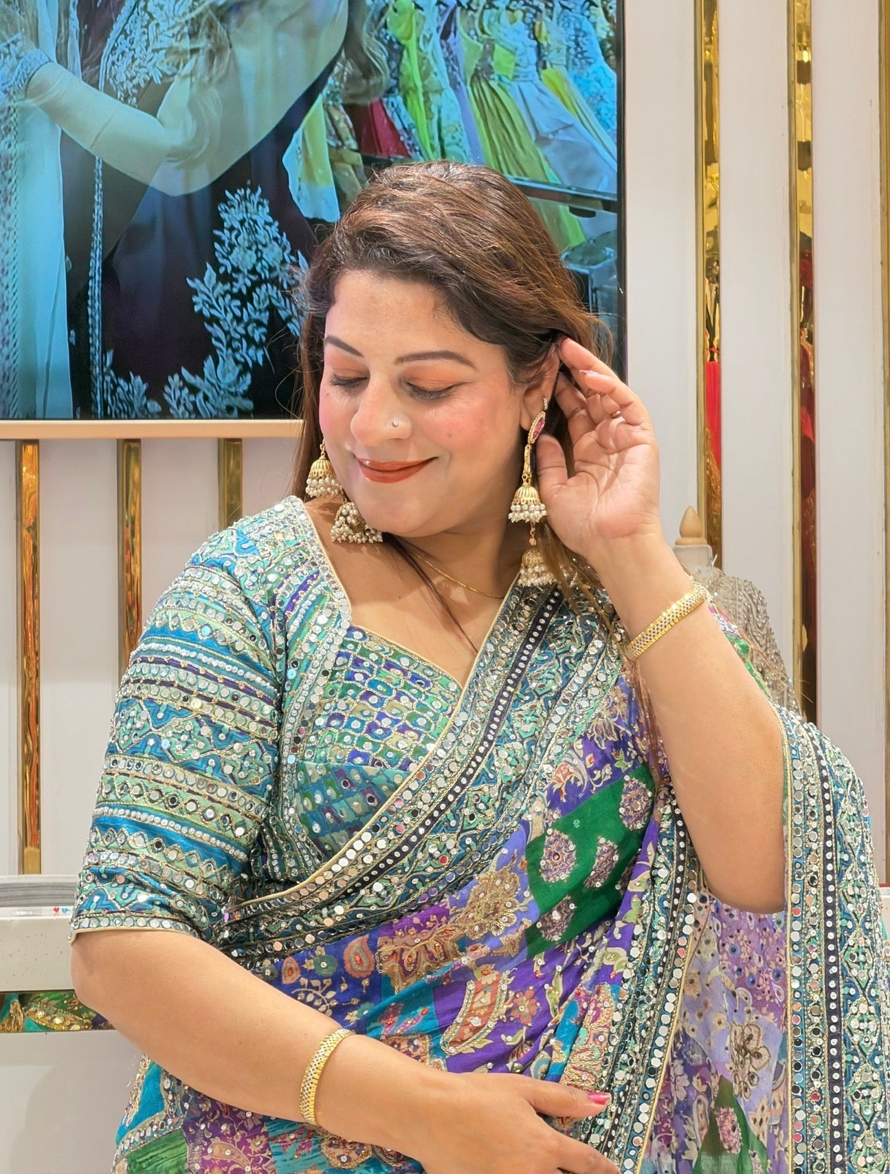 Multi colour crepe Saree