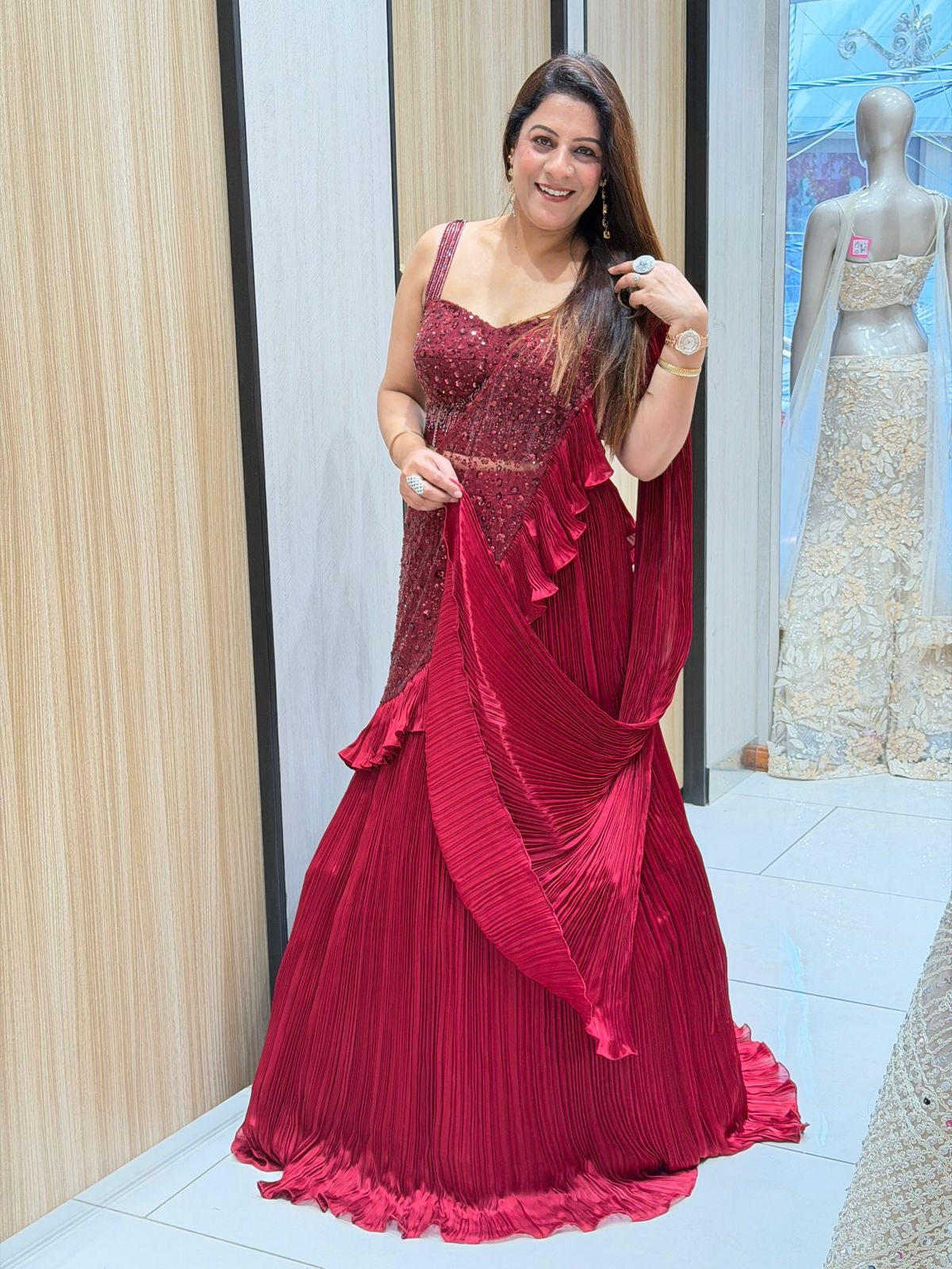 Rose Drape lehenga with corset blouse