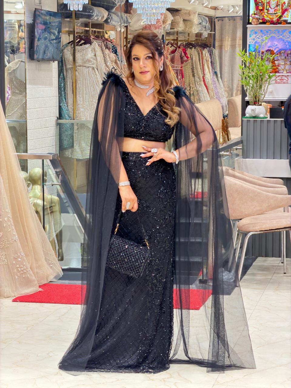 Buy Designer Fishcut Black Lehenga