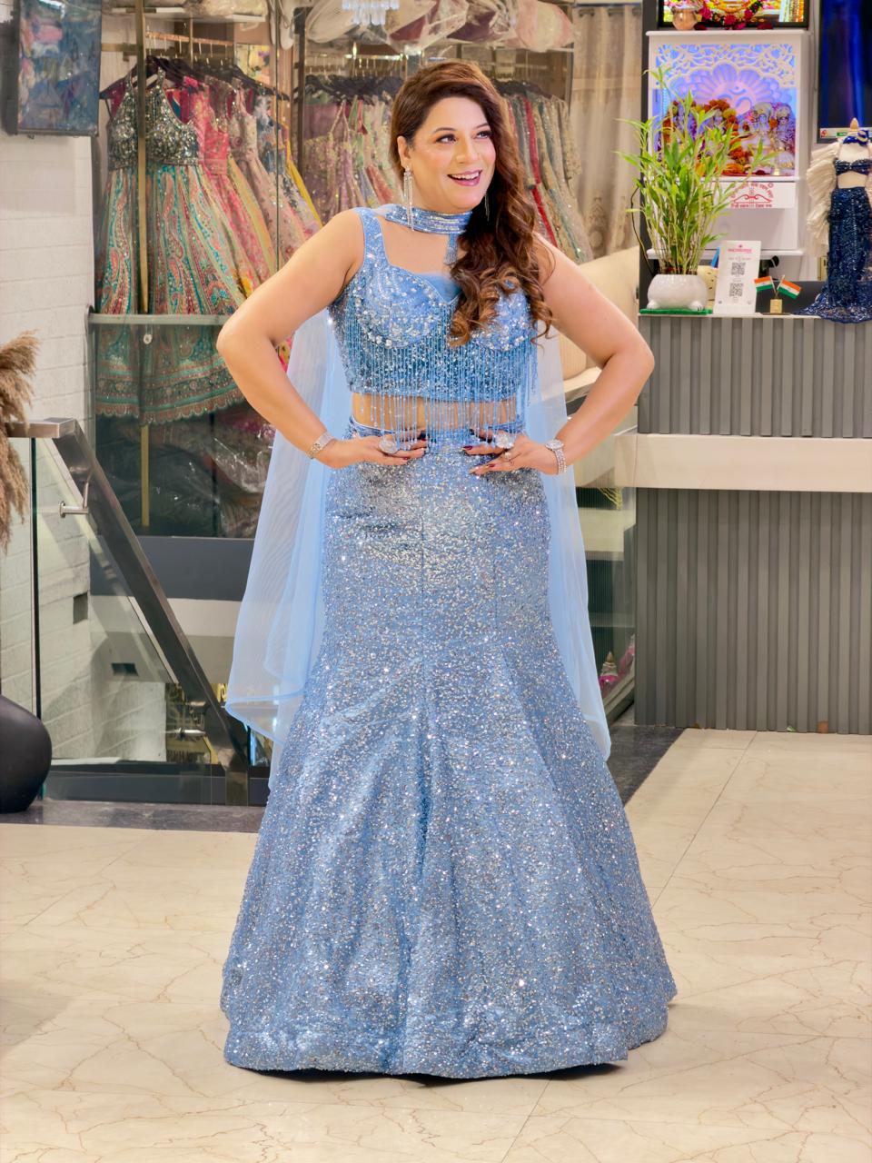 Partywear Stylish Indo Western Lehenga