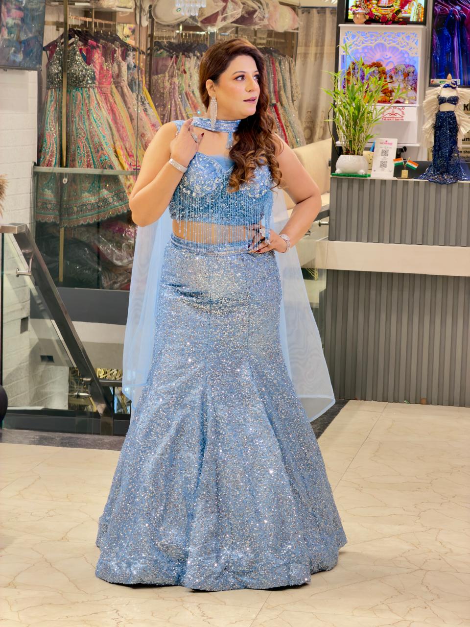 Partywear Stylish Indo Western Lehenga