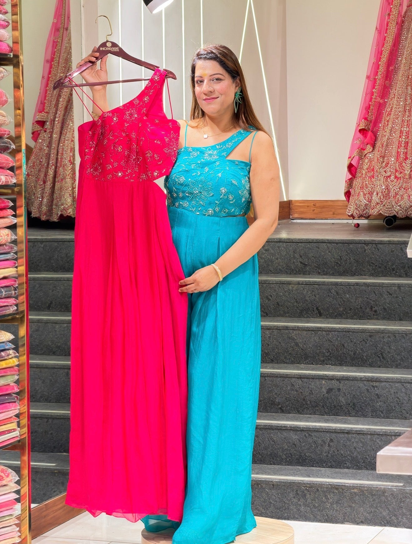 One shoulder Crop top with plazo