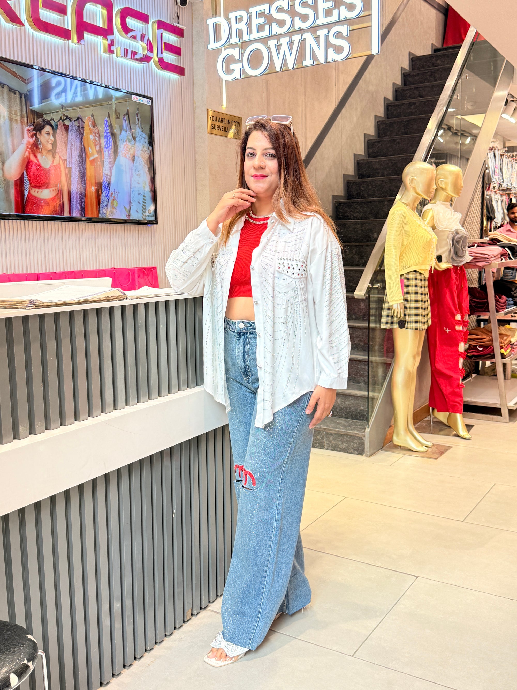 Women’s & Girls Casual Shirts with Regular and Classic Denim Bottoms