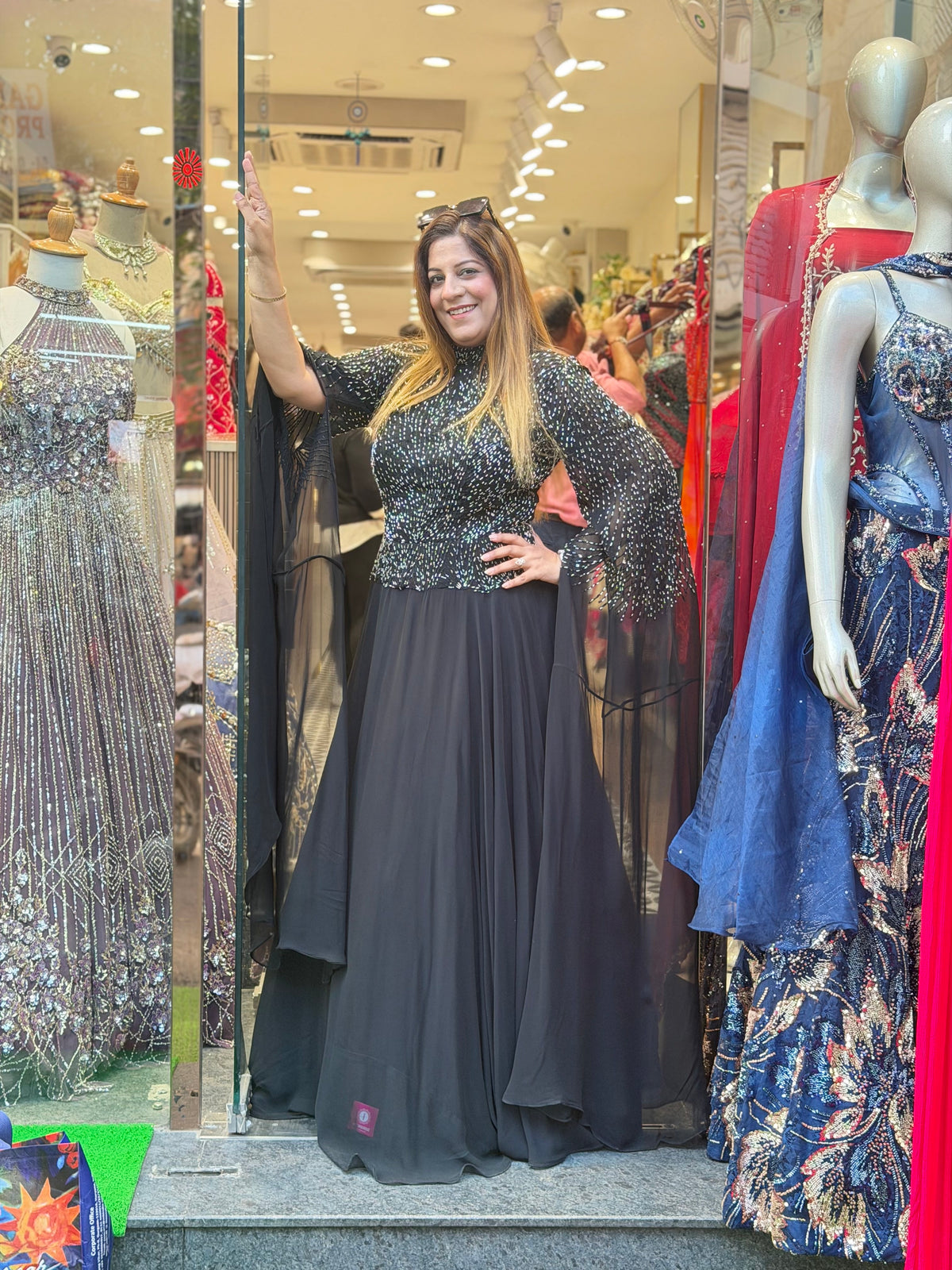 Midnight Black Sequined Indo-Western Fusion Set | Increase Fashion