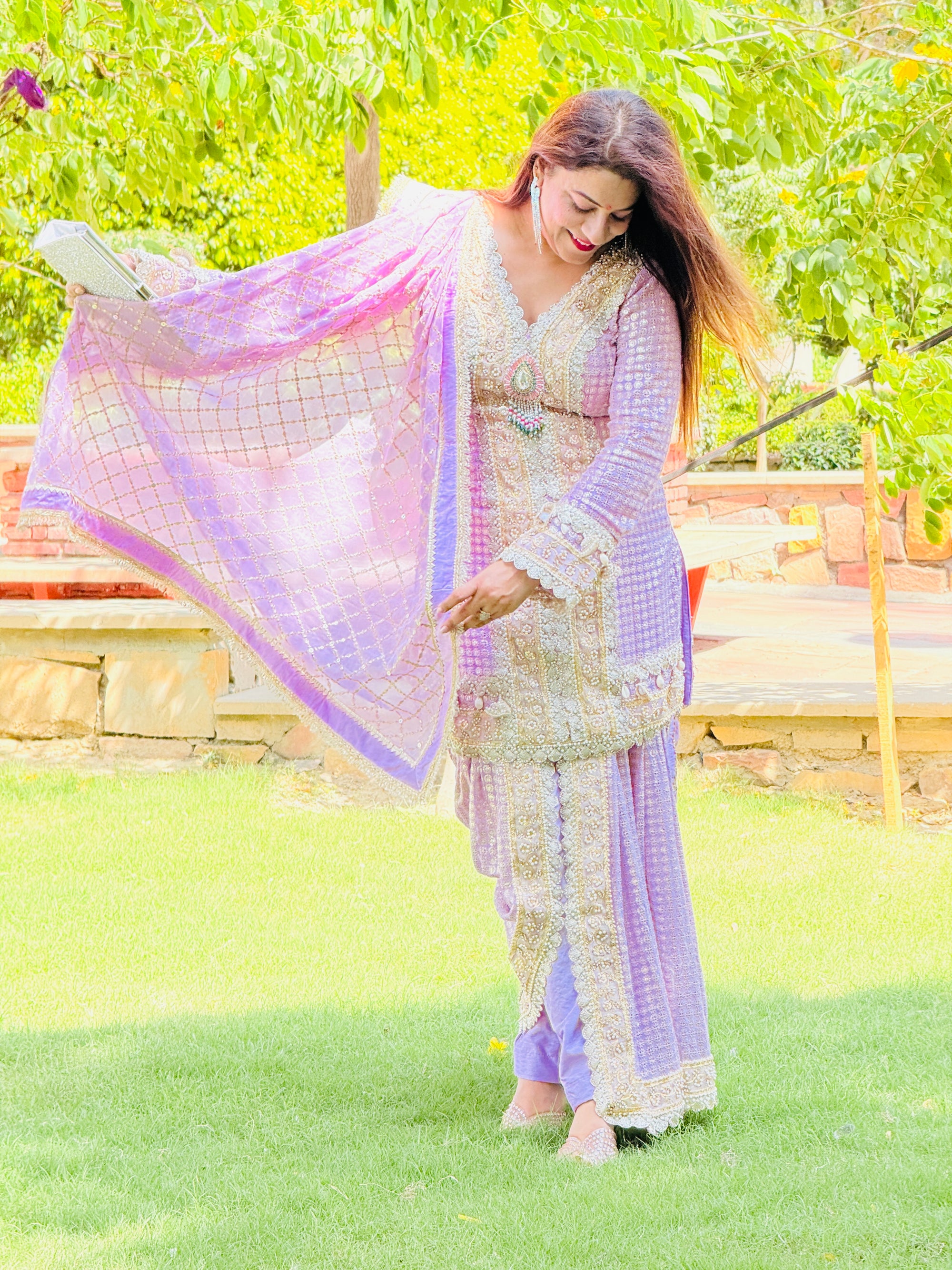 New Designer Lucknow Fabric Palazzo with Dupatta