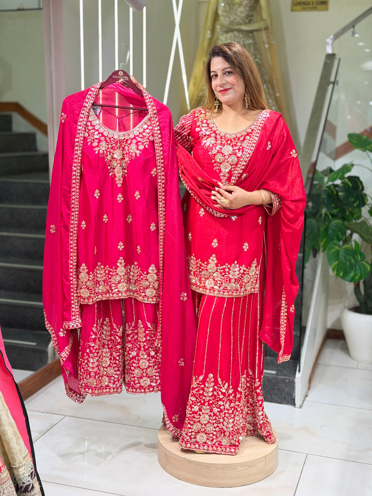 Heavily Embroidered Kurti Sharara Set with Dupatta | Increase Fashion