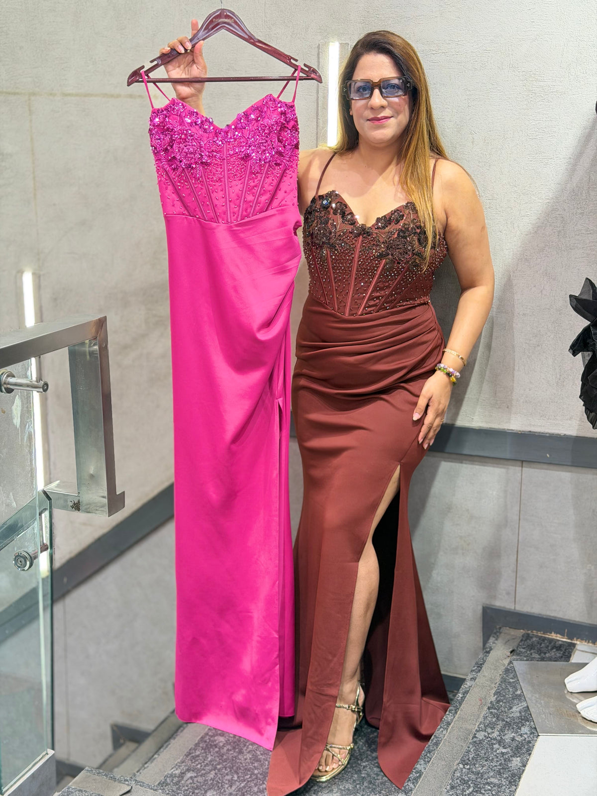 Embellished Corset Evening Gown with Thigh-High Slit | Increase Fashion