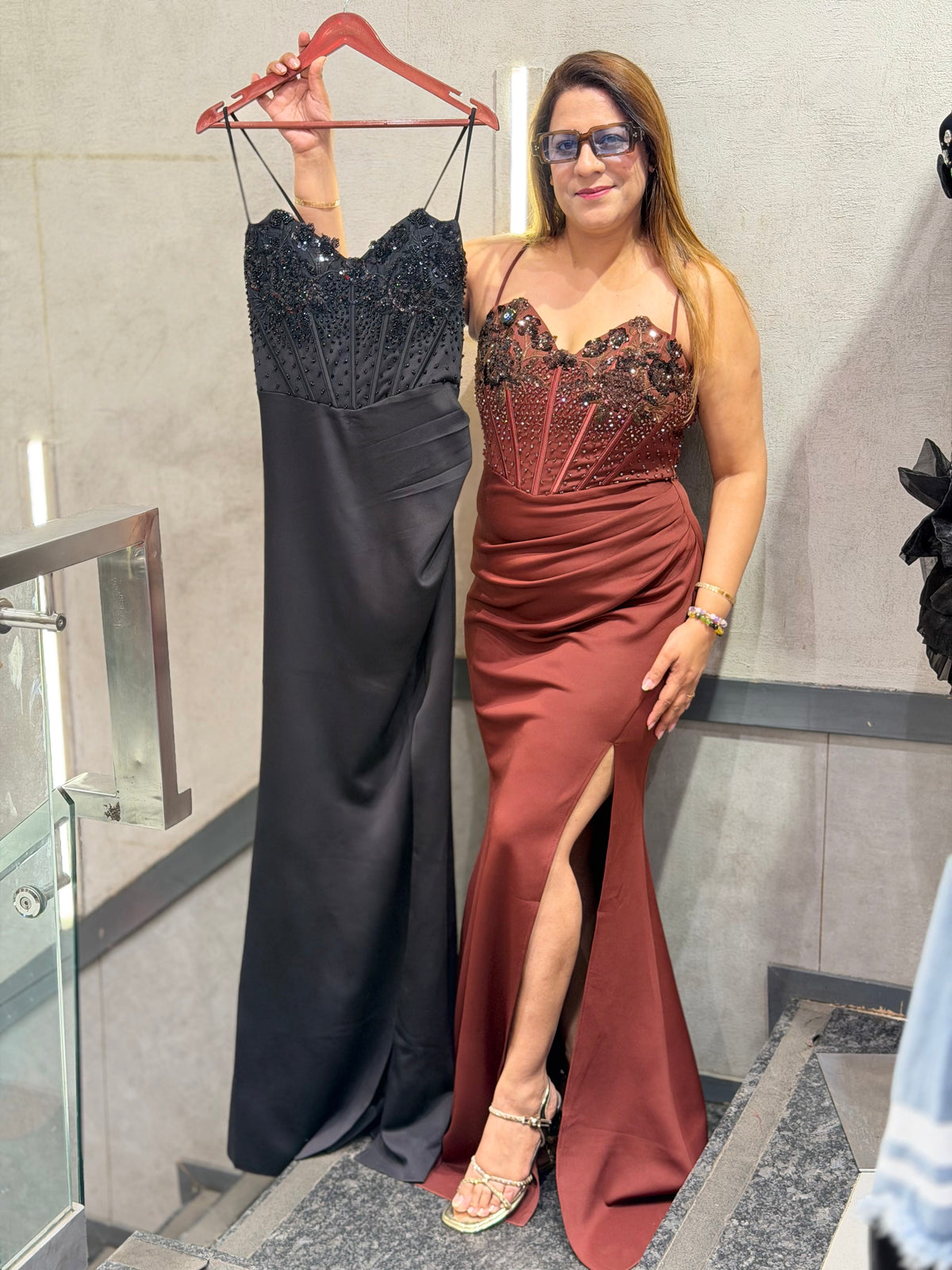 Embellished Corset Evening Gown with Thigh-High Slit | Increase Fashion