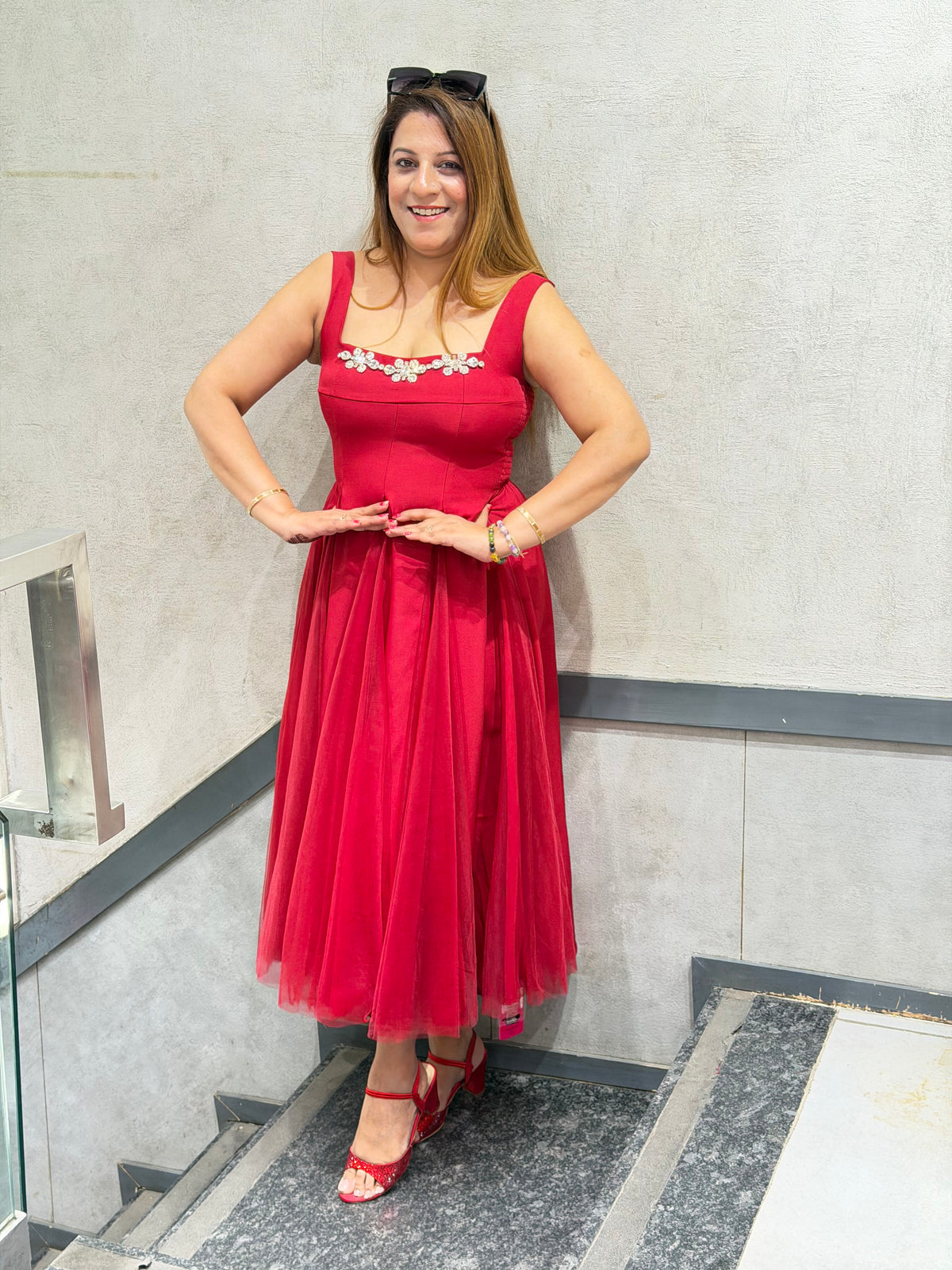 Stylish Embellished Tulle Midi Dress by Increase Fashion