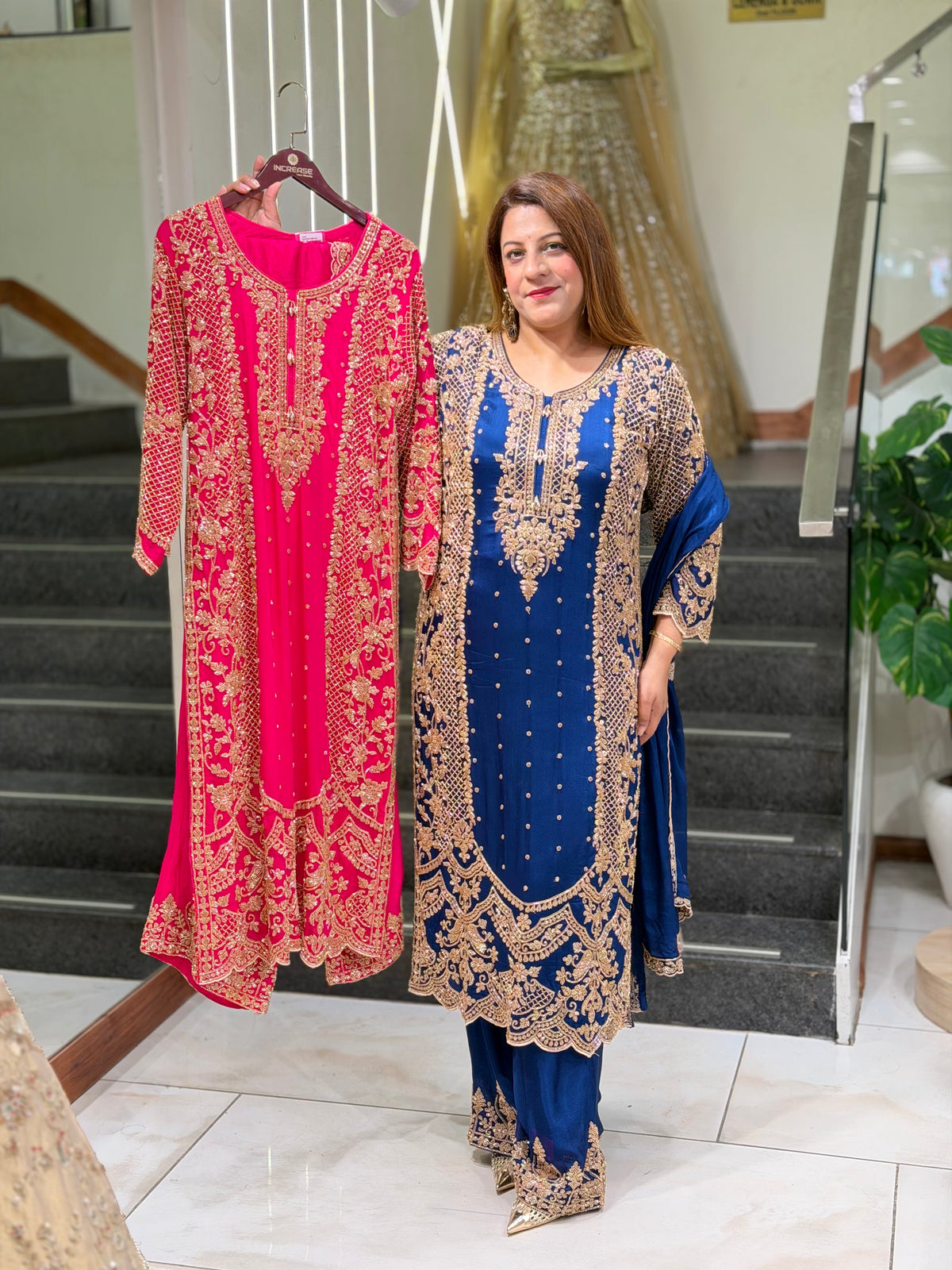 Royal Zardozi Heavy Embroidered Silk Suit Set with Dupatta – Royal Blue