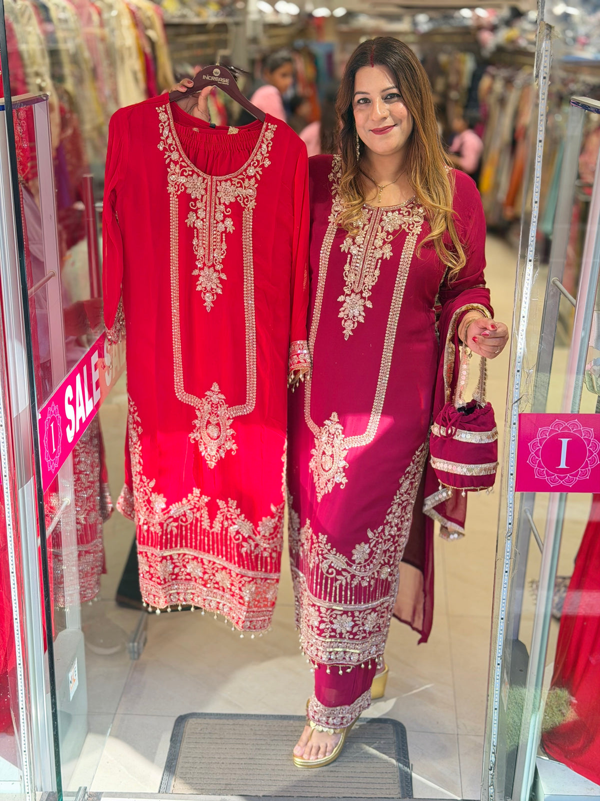 Designer Straight Kurta with Matching Pants and Dupatta Set | Increase Fashion