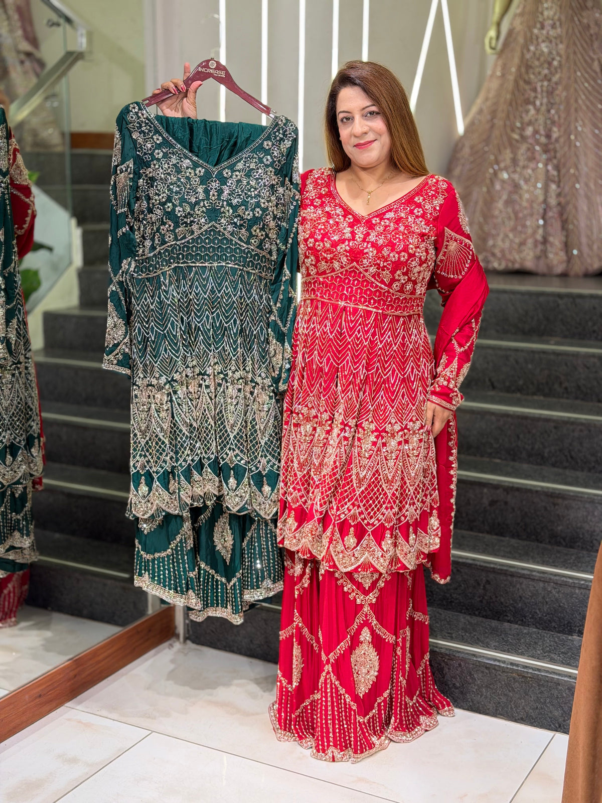 Stylish Red Heavily Embroidered Kurti & Sharara Suit Set | Increase Fashion