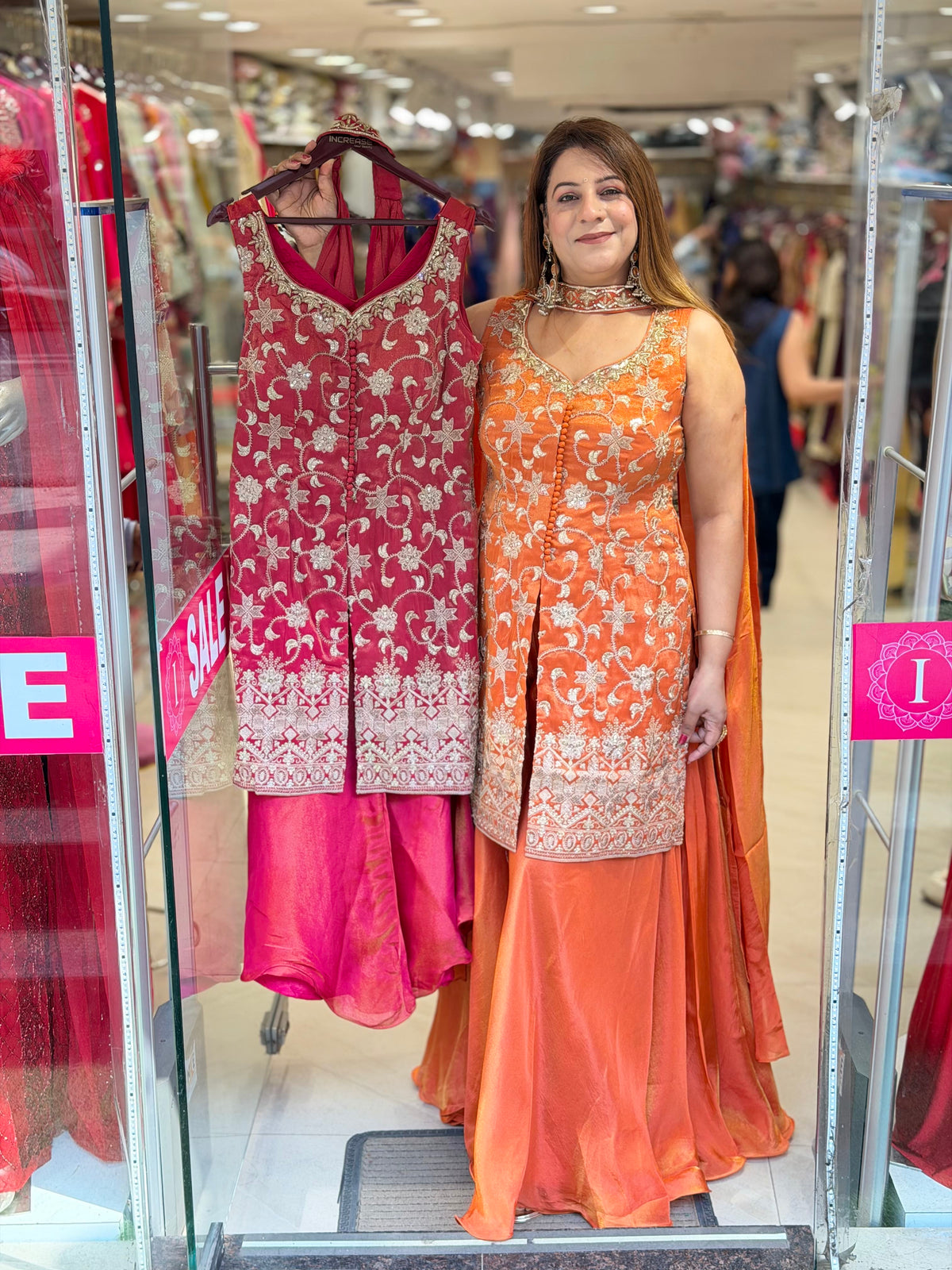 Burnt Orange Silk Front-Slit Kurti & Lehenga Skirt Set with Choker Dupatta