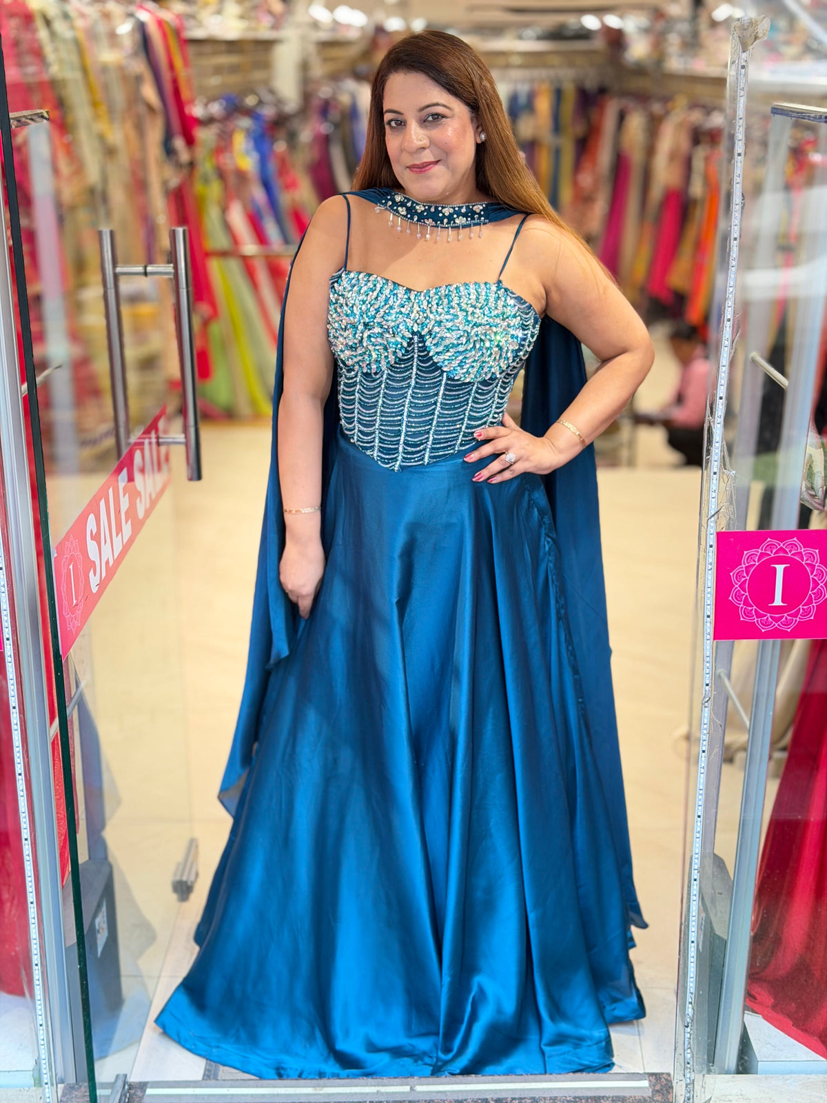Crystal-Embellished Corset Top with Flowing Saree Skirt Set | Increase Fashion