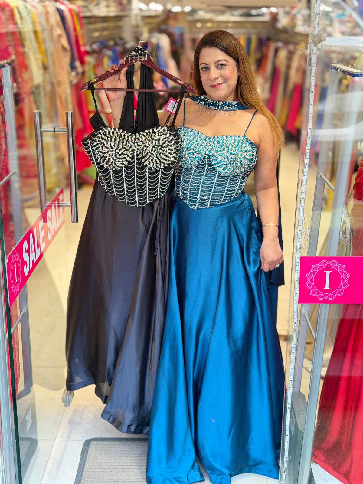 Crystal-Embellished Corset Top with Flowing Saree Skirt Set | Increase Fashion