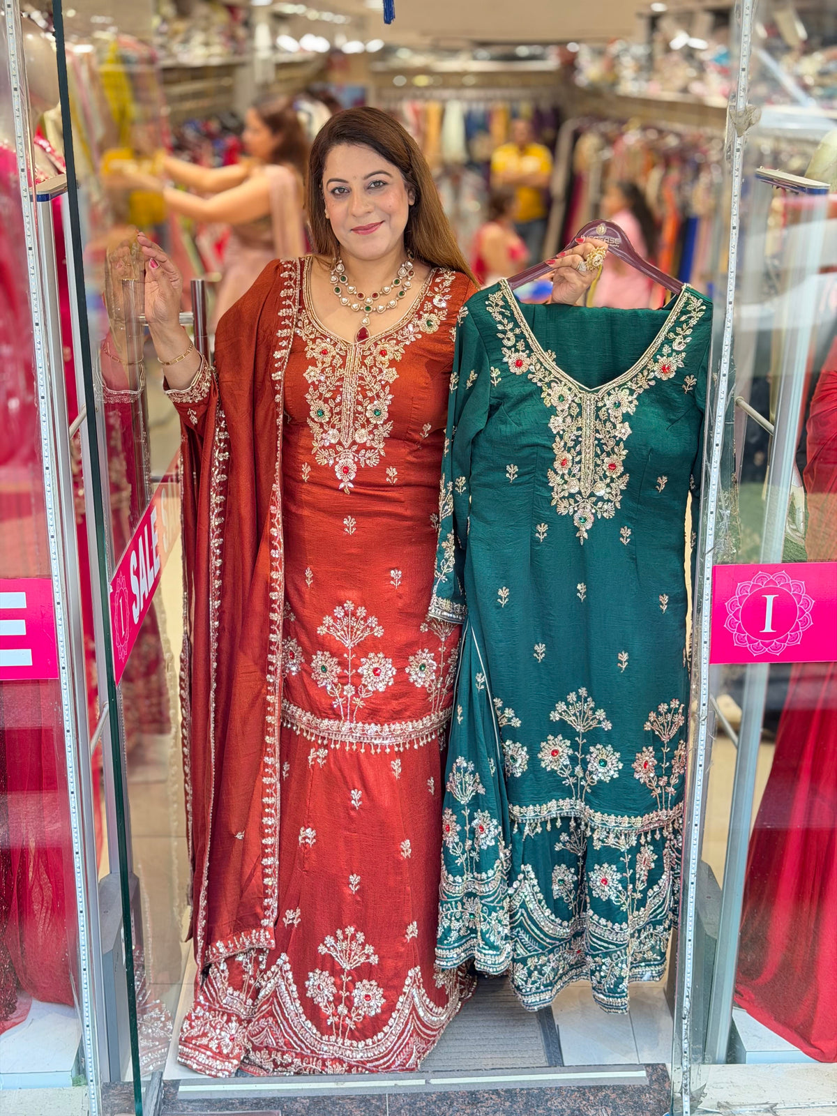 Zardozi Embroidered Straight Kurta with Flared Gharara & Dupatta Set – Increase Fashion