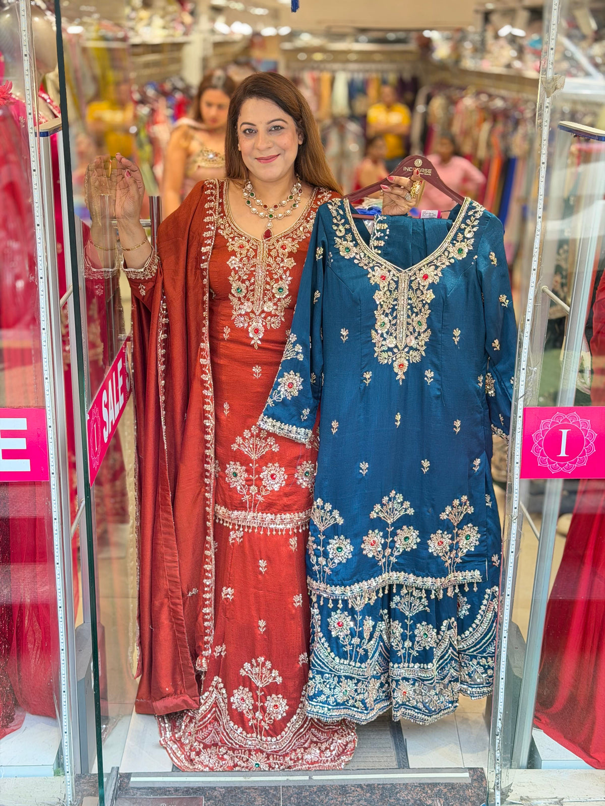 Zardozi Embroidered Straight Kurta with Flared Gharara & Dupatta Set – Increase Fashion