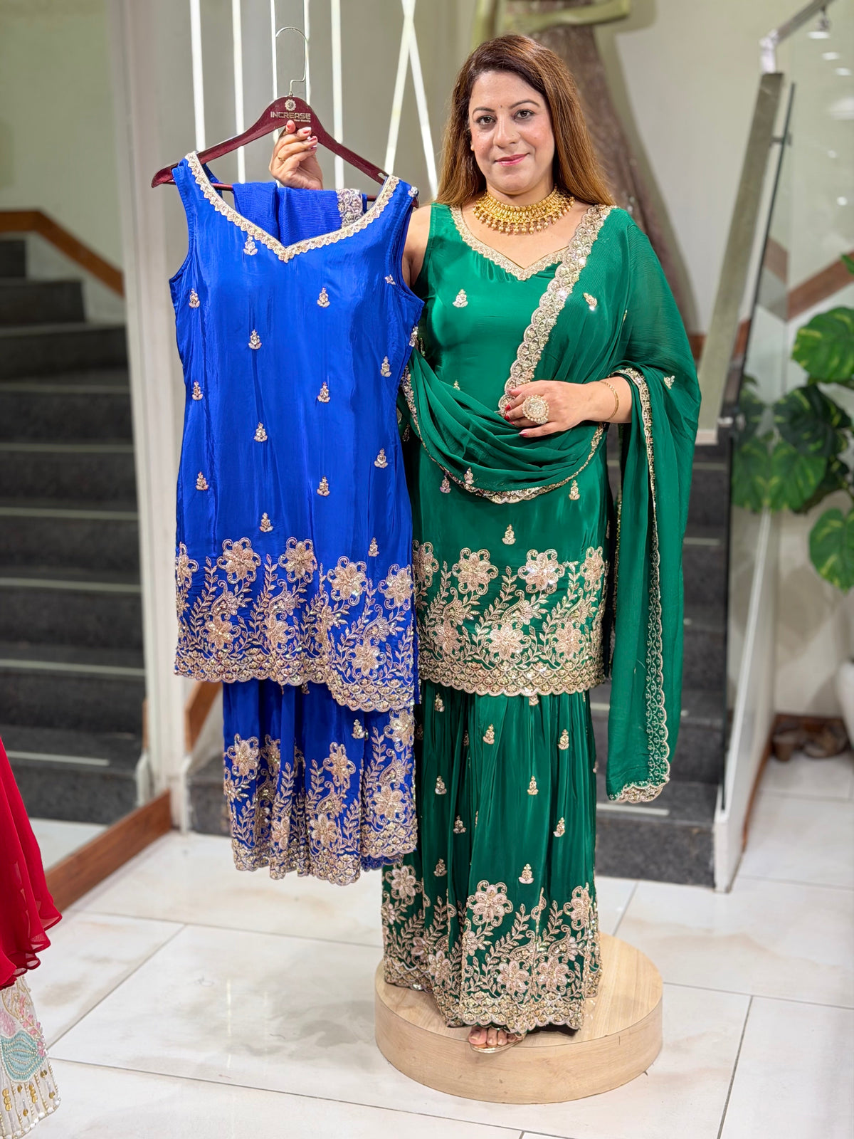 Zardozi Embroidered Sleeveless Short Kurta with Gharara & Dupatta Set | Increase Fashion