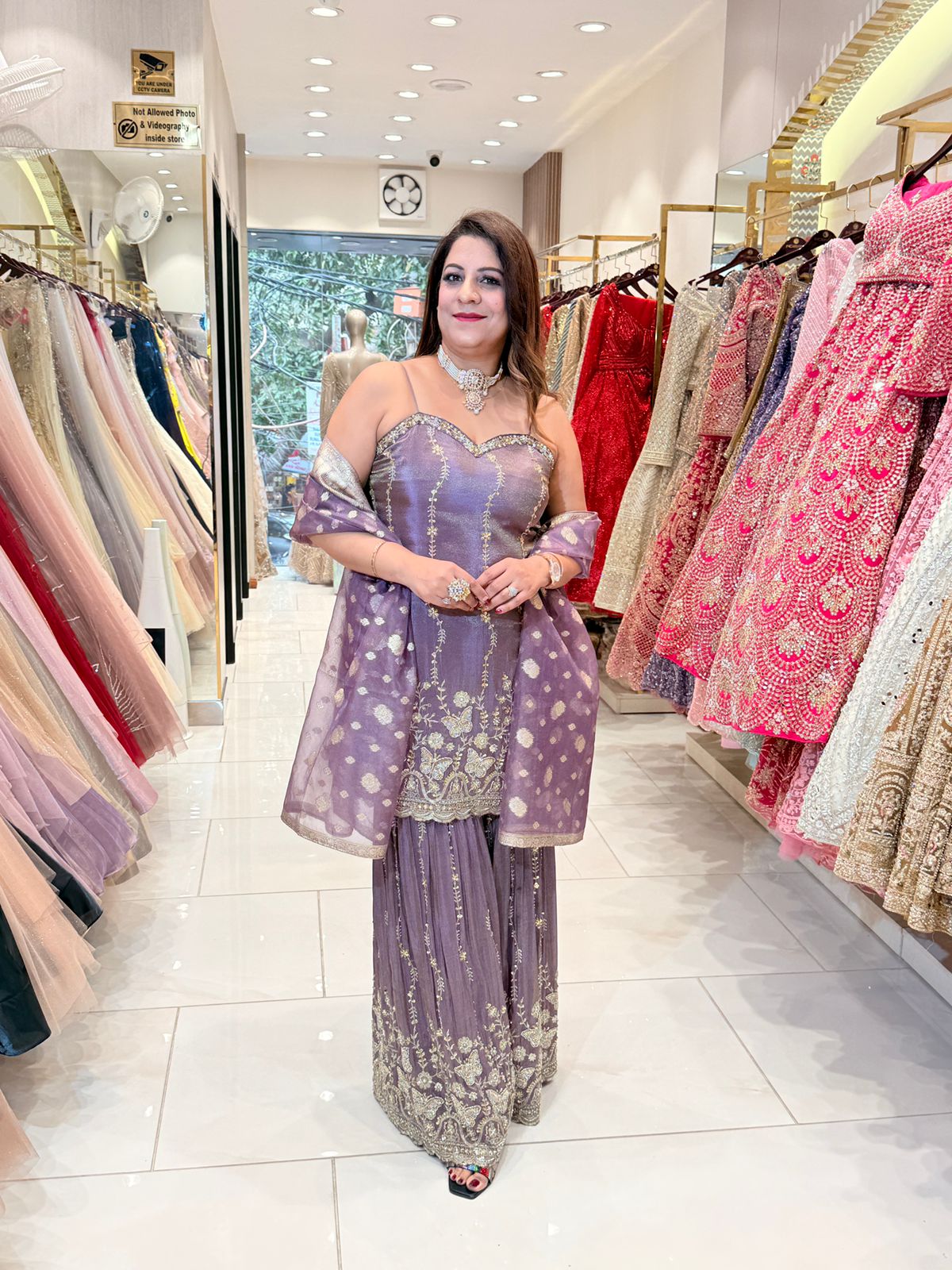 Lavender Embroidered Sharara Suit Set