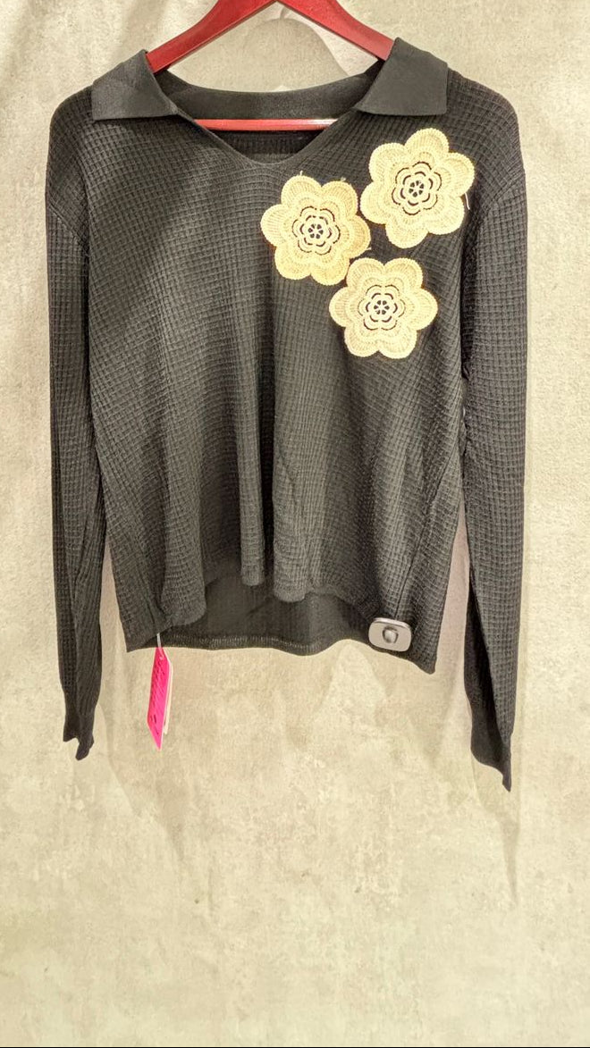 Girls Daisy Flower Jacquard Loose Top for Women