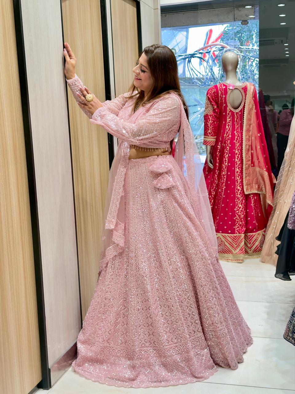 Net Fabric Bridal Lehenga Choli with Fancy Work | Increase Fashion