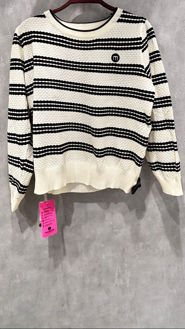 Women's Loose Fit Round Neck Striped Knitted Sweater