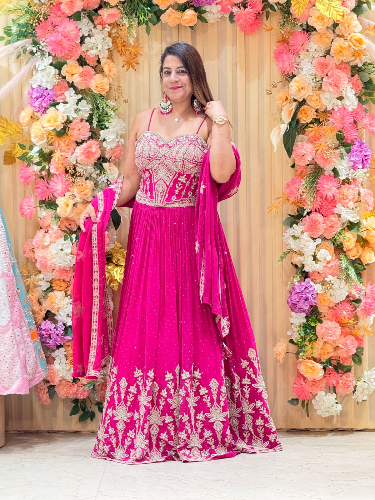 Designer Pink Embroidered Lehenga Set