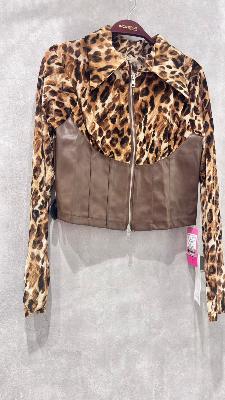Leopard Print Sequin Lace Trimmed Top | Increase Fashion