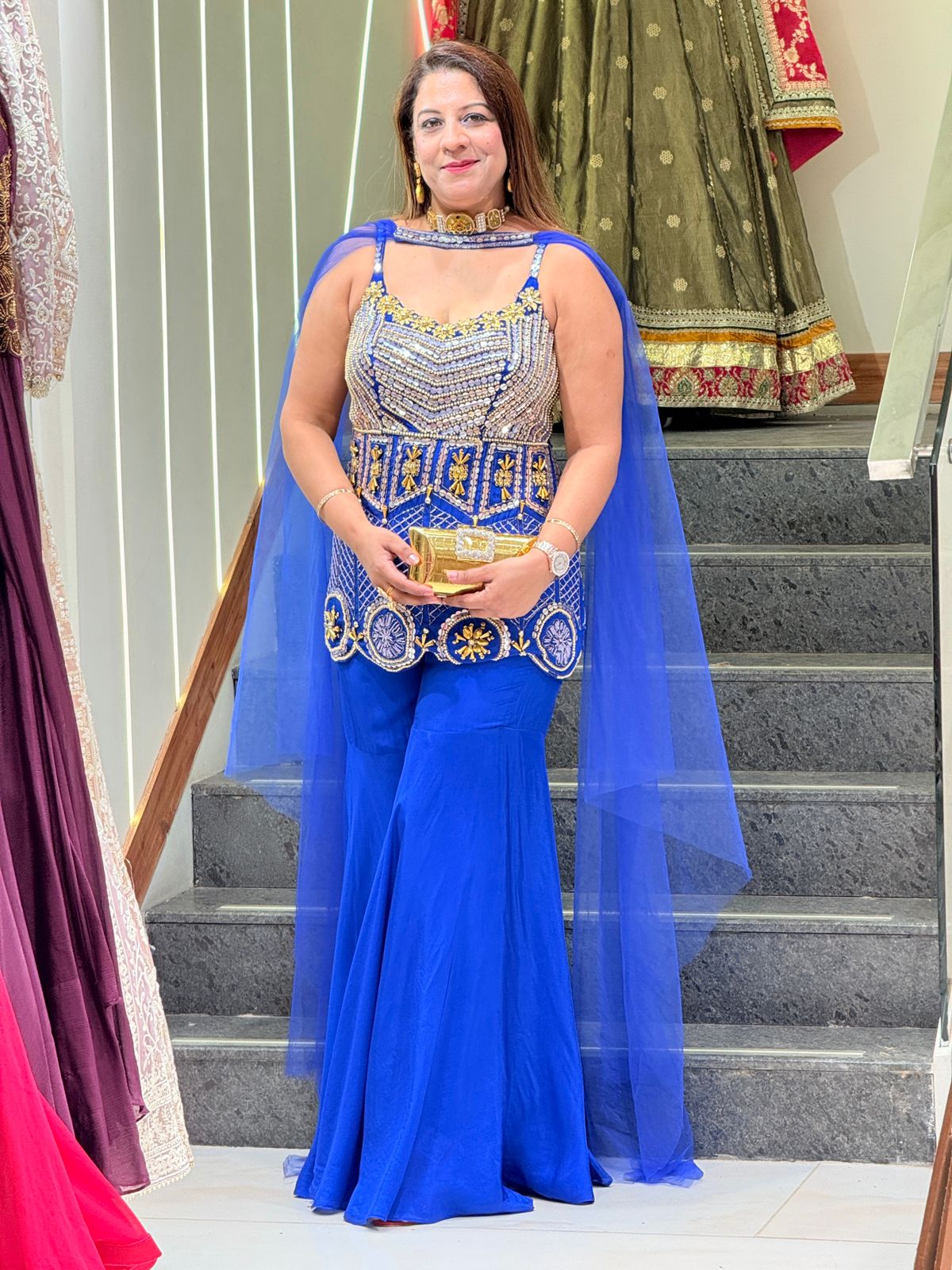 Buy Designer Metallic Bloom Embellished Peplum Kurta Set for Women