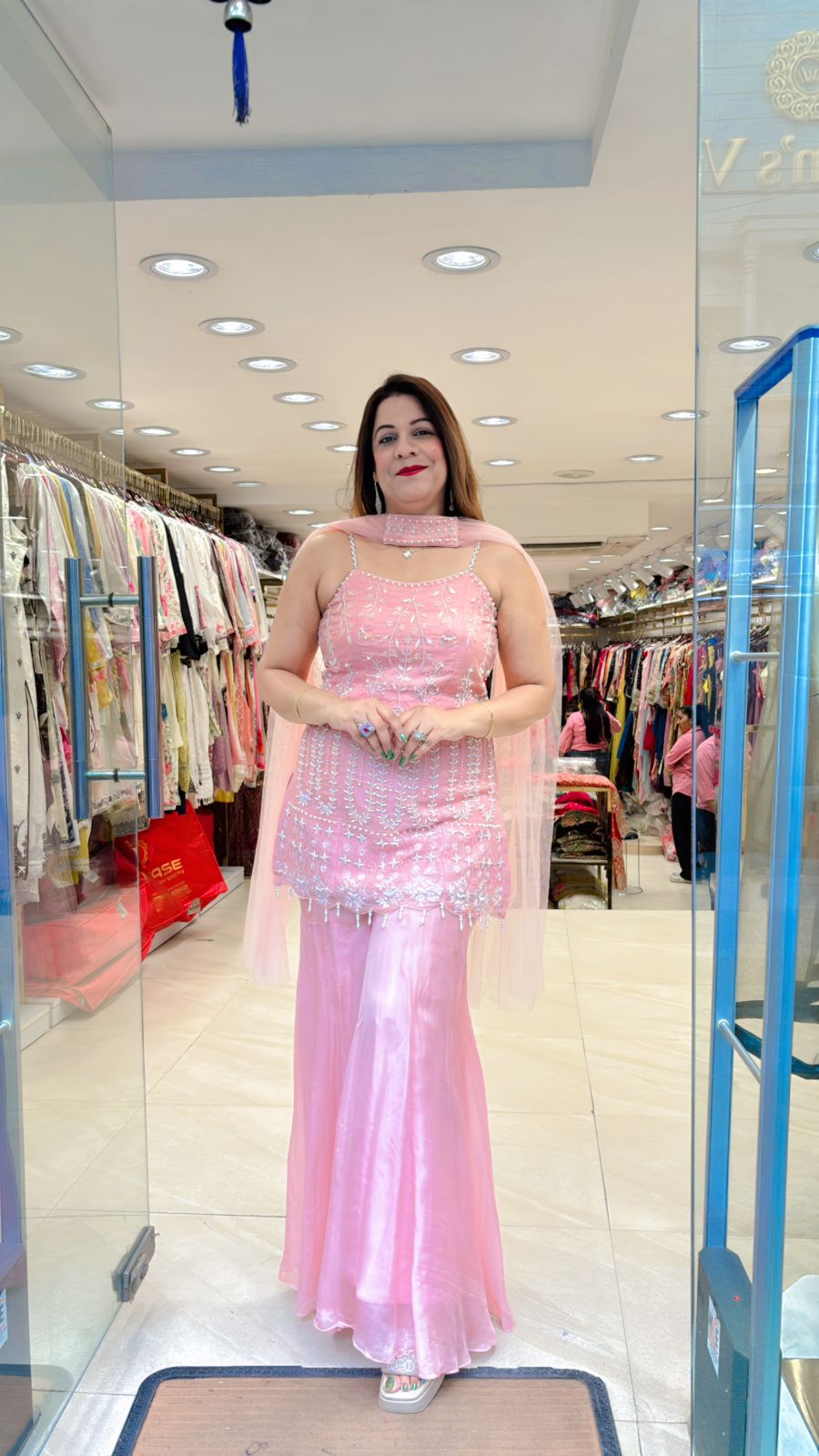 Stylish Pink Sharara Suit with Heavy Embroidery