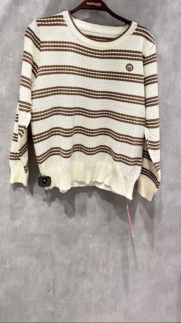 Women's Loose Fit Round Neck Striped Knitted Sweater