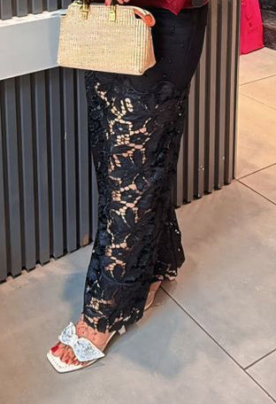 London Lace Flared Pant in Black