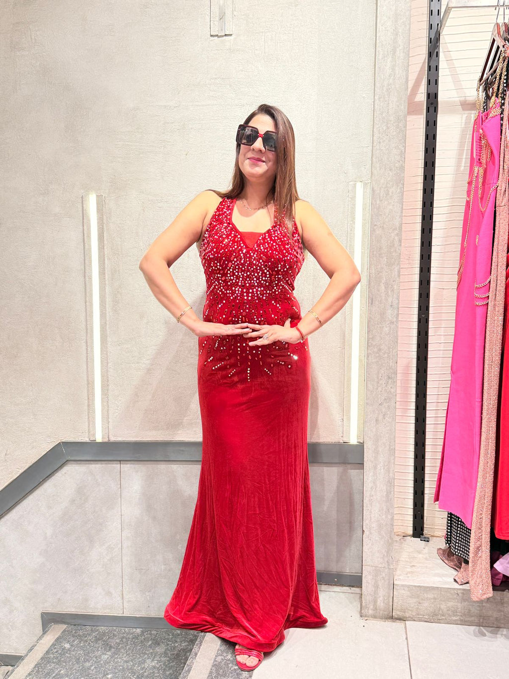 Buy Sleeveless Net Hand-Embroidered Neck Gown | Increase Fashion
