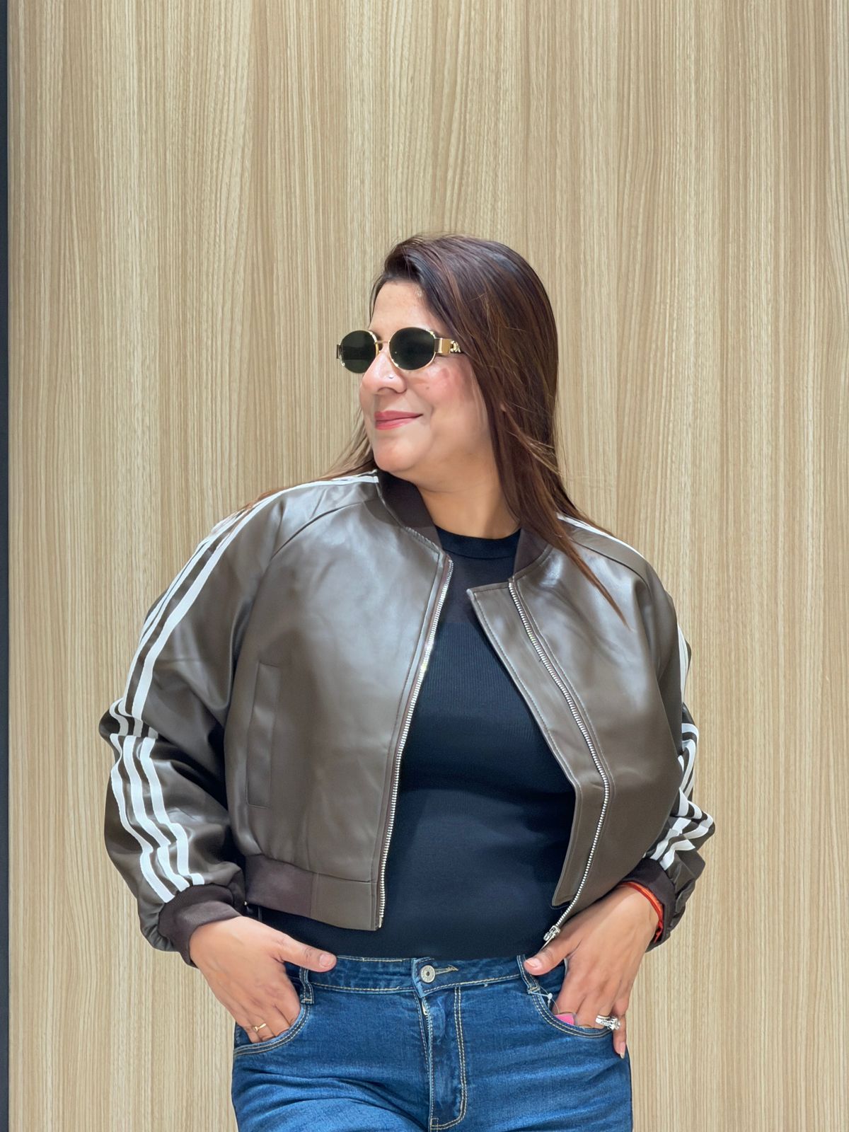 Biker Track Leather Jacket for Women | Increase Fashion