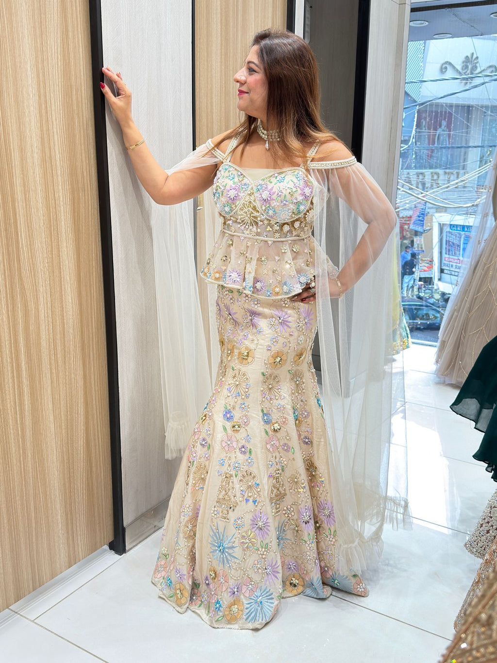 Champagne Mermaid Designer Lehenga Set | Increase Fashion