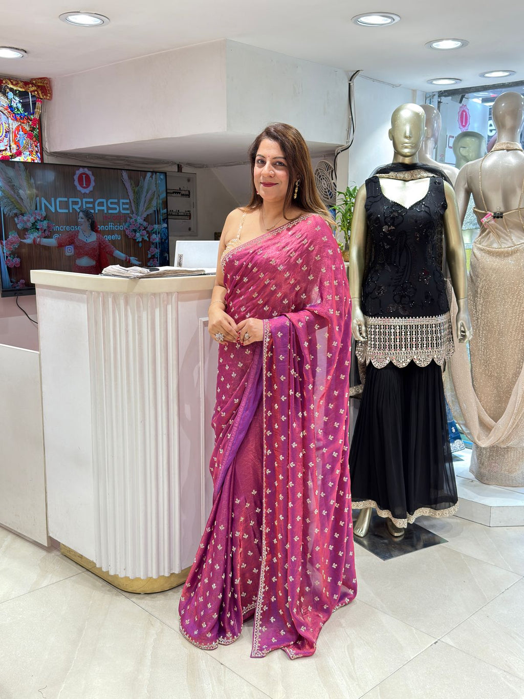 Buy Bandhani Georgette Saree with Embroidery Lace Border