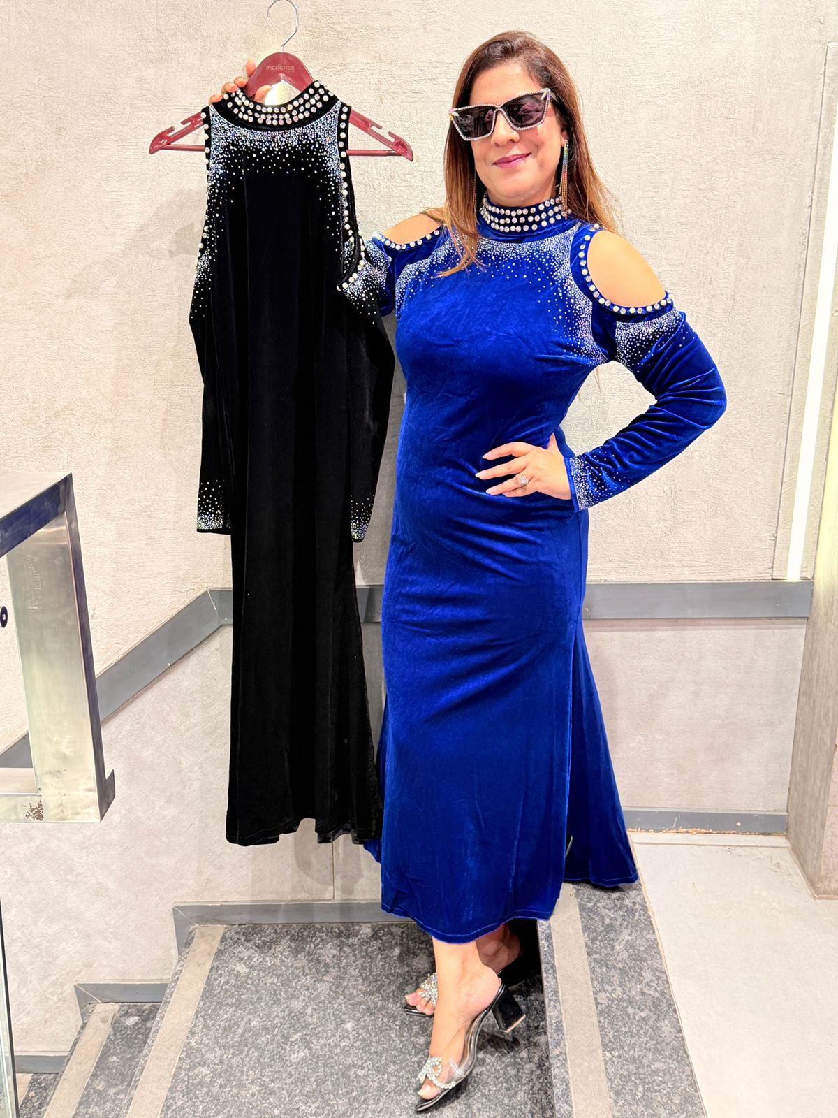 Buy Stylish Long Velvet Dress for women