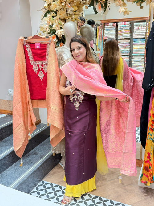Banarasi Silk 3-Piece Suit Set