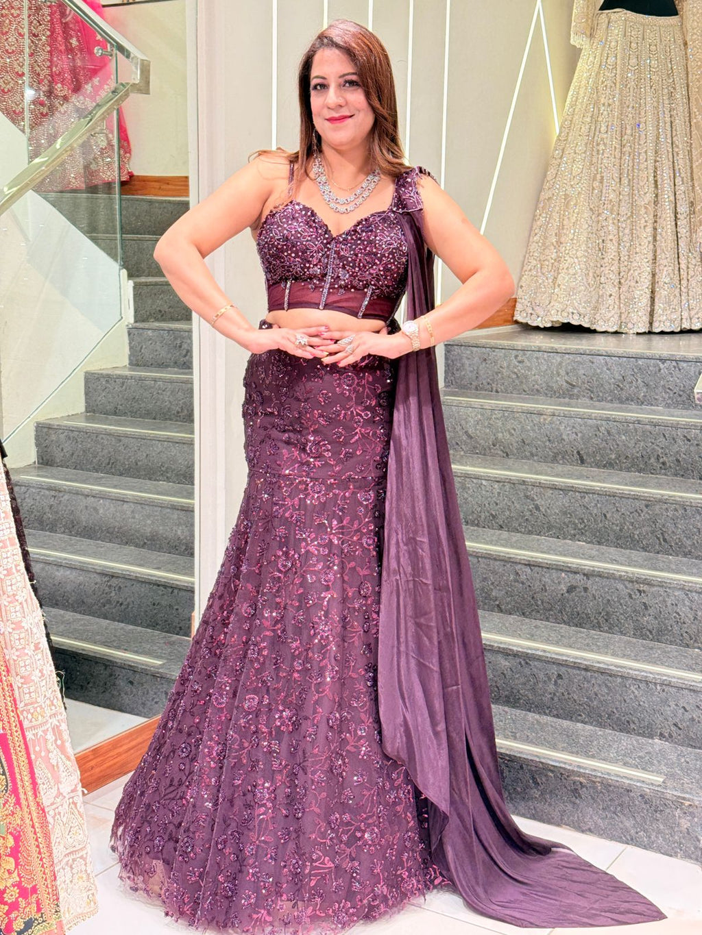 Women's Net Designer Lehenga Choli with Dupatta