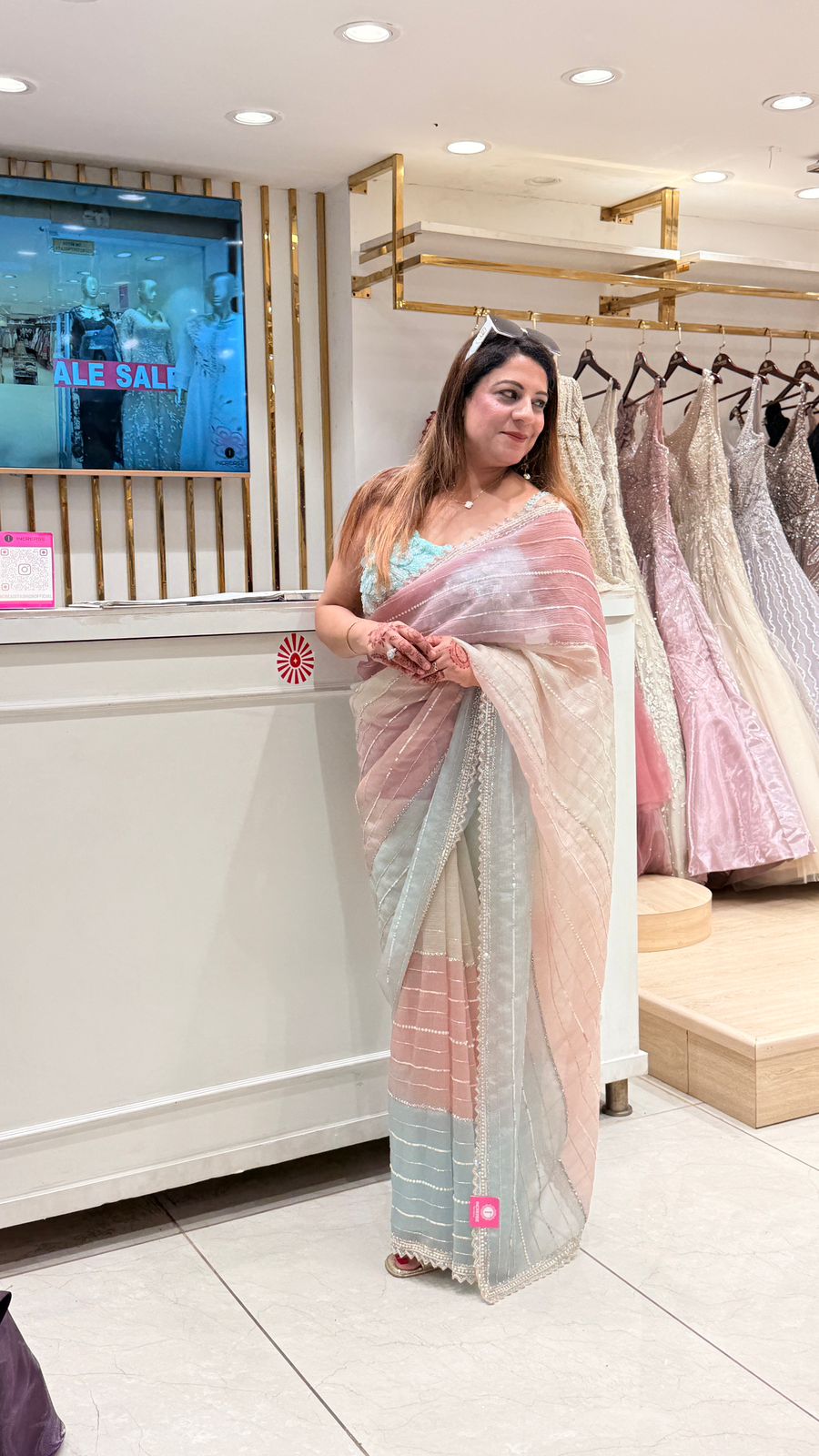 Pastel Ombre Party Wear Saree with Elegant Border Work