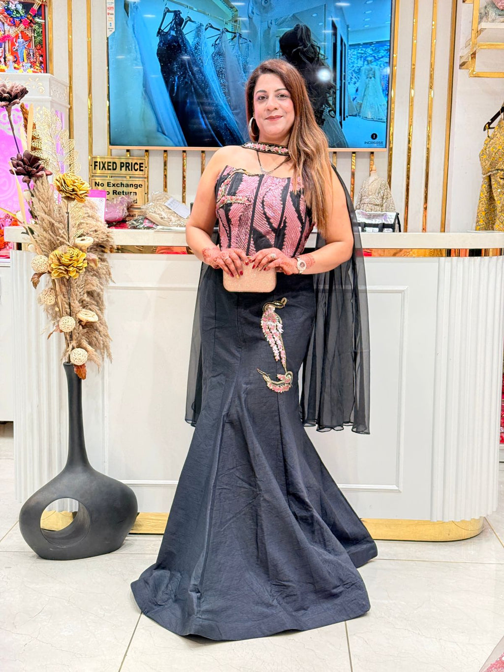 Buy Designer Fishcut Black Lehenga