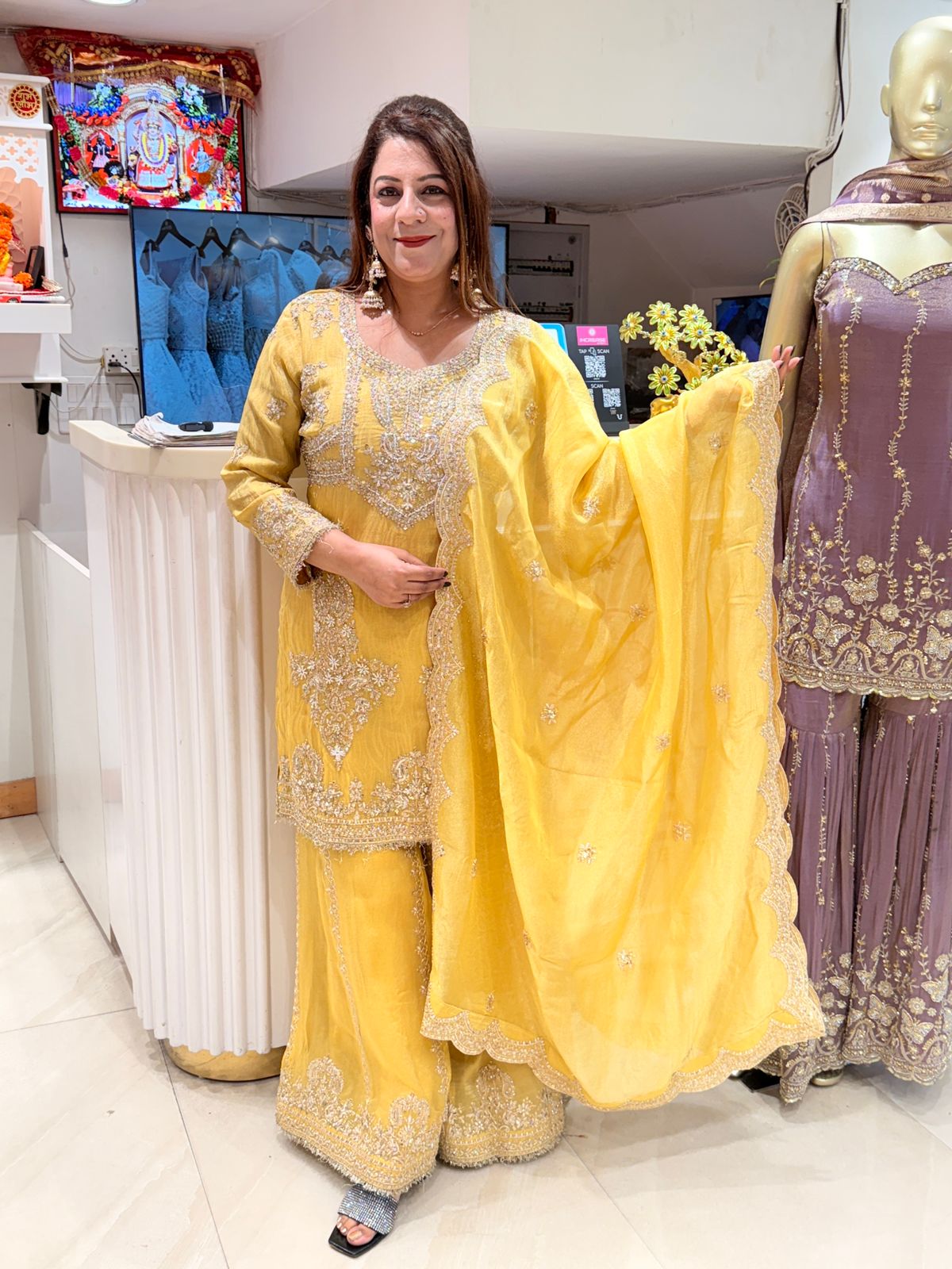 Buy Tissue Fabric Suit for Women | Designer Suit