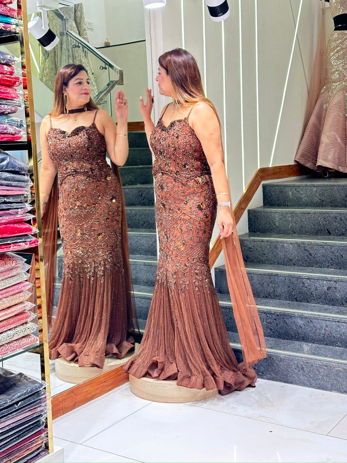 Designer Party Wear Embroidered Gown