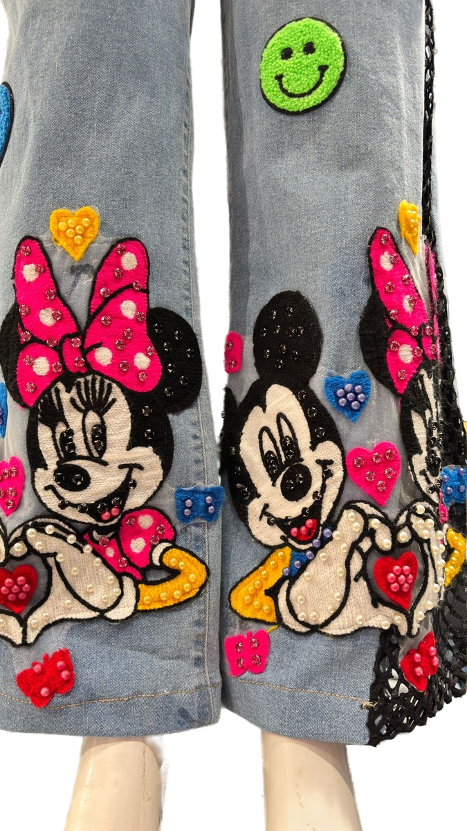 Buy Mickey and Minnie Design Denim Jeans for Women