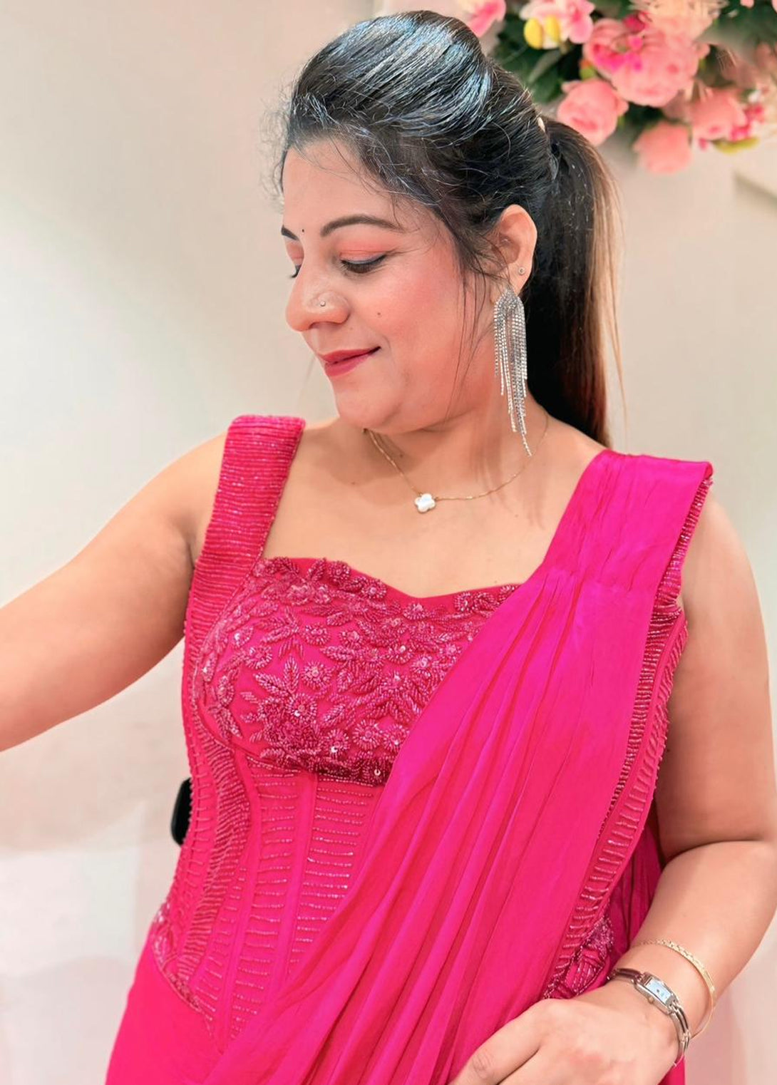 Buy Pink Saree for Women by Increase Fashion